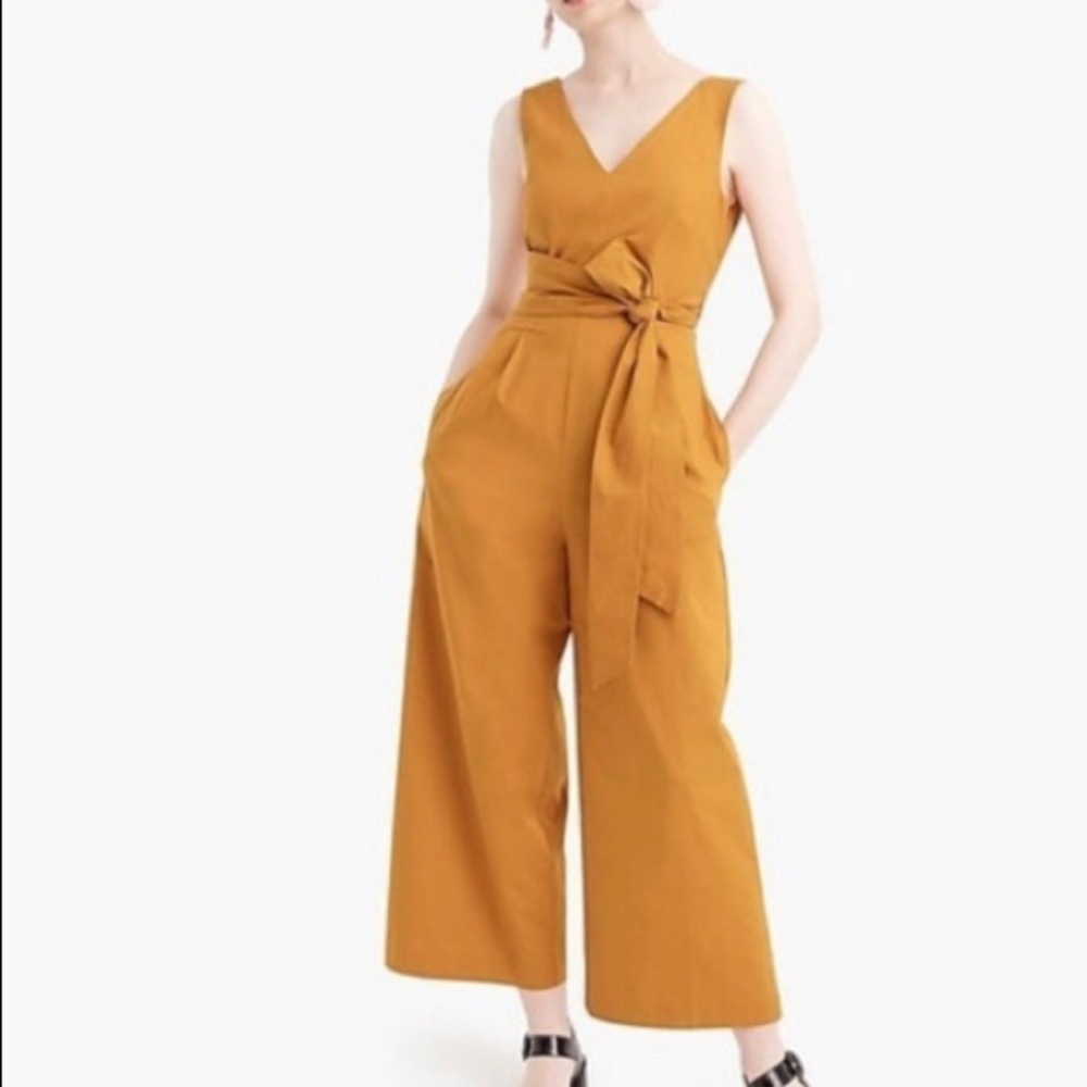 J. Crew yellow wraparound jumpsuit
